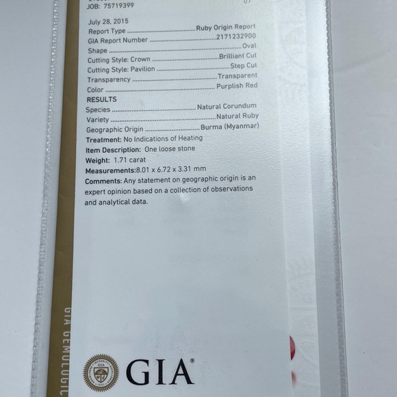 GIA Exceptional Antique Burma No heat Ruby Ring - Picture 3 of 3